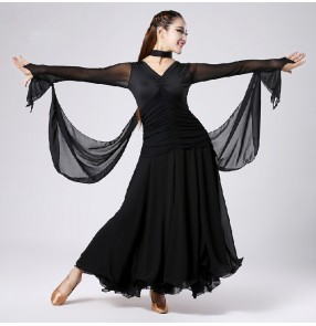 Long length V neck  bull skirted ballroom dance dress