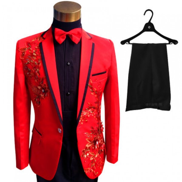 fashionable men red suits