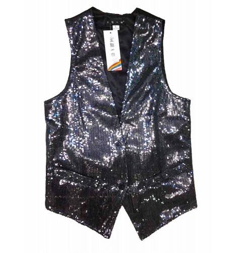 Men's latin dance vest ballroom dancing top silver