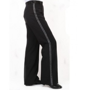 Men's rhinestone ribbon side latin dance pants ballroom dance pants