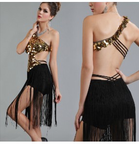 Paillette Tassels Sexy Latin Dance Dress Salsa Dress