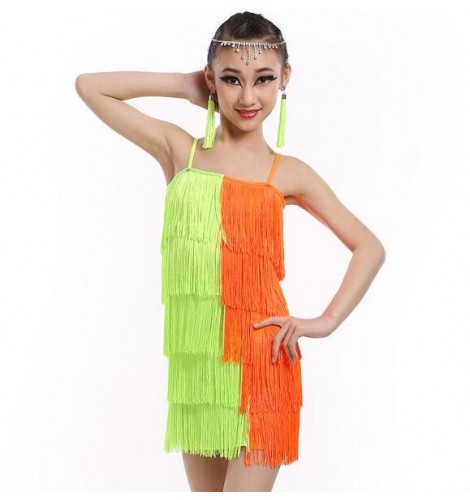 green orange dress