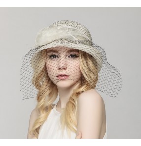 Pink Ivory Kentucky Derby Straw Flower Race Party Church Fasinators Sun Hat   