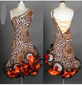 professional Latin dance skirt adult performance tassel dance wear competition clothing leopard velvet ballroom dance dress
