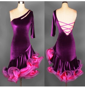 professional Latin dance skirt adult performance tassel dance wear competition clothing velvet ballroom dance dress