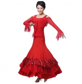 Professional Latin dance skirt adult performance tassel dance wear competition clothing velvet ballroom dance dress