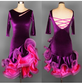 professional Latin dance skirt velvet ballroom dance dress