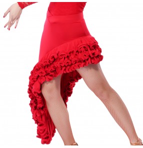 Red Three-dimensional spiral flowers Latin dress