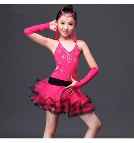 Royal blue fuchsia hot pink red patchwork rhinestones girls kids child ...