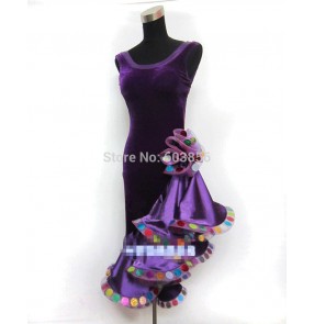 Silk like Latin dance dress adult performance competition waltz dress velvet ballroom dance dress