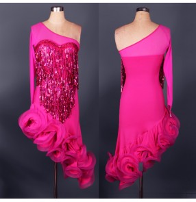 Tassel Ballroom dance dress rose skirt latin dance dresses for women girls