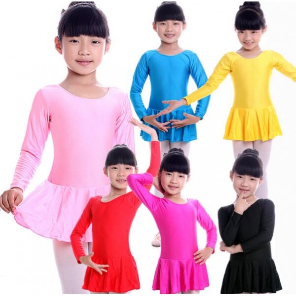 Yellow Leotard with Skirt Long Sleeve Ballet Dance Dress