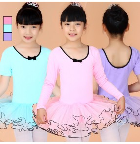 Turquoise violet purple pink colored kids child children toddlers gymnastics practice ballet  swan lake ballet dance dresses costumes long sleeves tu tu skirts costumes