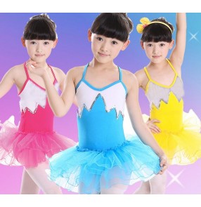 Turquoise yellow fuchsia Girls kids children toddlers Sleeveless tutu skirts backless ballet  swan lake dance costumes leotard practice gymnastics dance dresses 