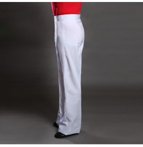 White pure colored boys kids children men's male international competition performance professional performance waltz tango ballroom show play flamenco latin rhythm practice dance dancing pants trousers