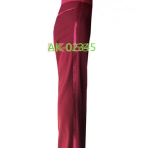 Wine red colored mens men's mans male competition professional side ribbon standard jive latin ballroom waltz tango dance long pants trousers