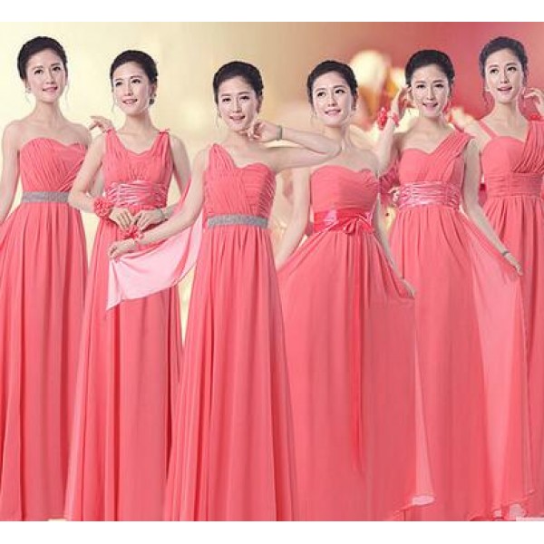 salmon color bridesmaid dresses