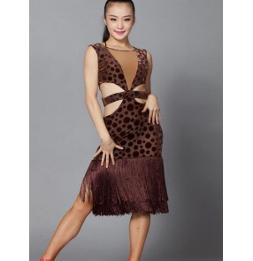 Women's adult ladies sleeveless sexy fashionable competition professional latin samba salsa cha cha rumba dance dresses