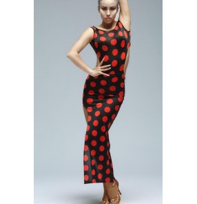 Women's adult polka dot leopard black sexy  exercise professional backless latin dance dresses salsa samba dance dresses