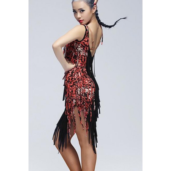 Women's adult red and brown leopard sexy professional competition latin ...
