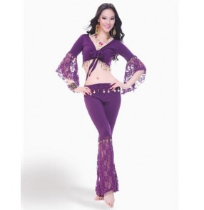 Women's belly dance costumes sets  v neck top and pants 