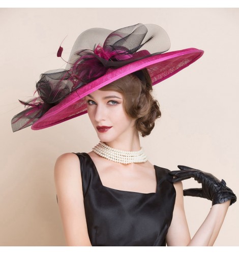 Women's fashionable sinamay wide brim church hat wedding party fedoras ...