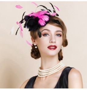 Women's feather wedding dress fedoras headwear vintage high quality hat 