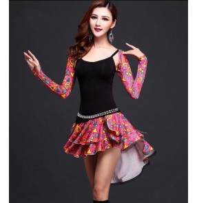 Women's floral printed sexy belly dance costume sets dresses sets
