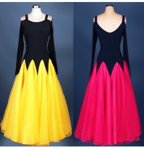 Women's fuchsia yellow royal blue Competition ballroom dresses Waltz  Dress