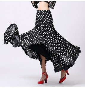 Women's full skirt polka dot black and white red and black full skirt ballroom dance skirt tango waltz skirt