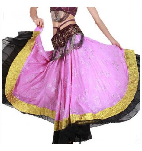 Women's full skirted floral printed flamenco dance skirt ballroom dance ...
