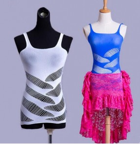 Women's girls ladies white black royal blue fuchsia strap hollow sexy belly dance costumes tops dancewear