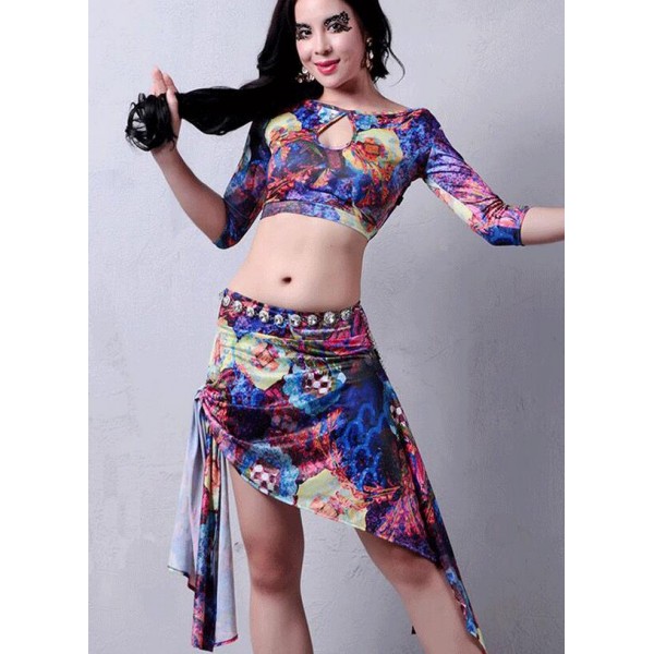 Women's girls sexy fashionable floral belly dance costumes dance ...