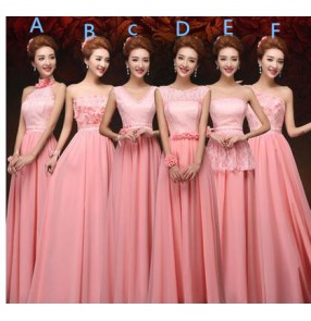 Women's lace appliques flowers coral bridesmaid dress wedding party bridal dresses several styles one color 