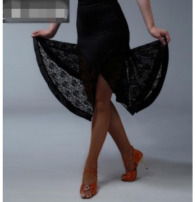 Women's lace hem irregular hem latin dance skirt 