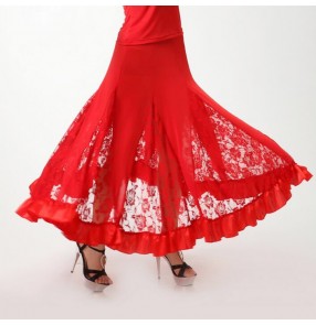 Women's lace patchwork ballroom dance skirt waltz dance skirt 