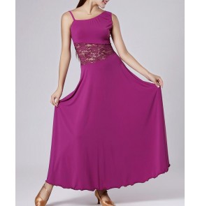 Women's ladies girls black red fuchsia purple green one shoulder ballroom dance dress samba salsa dance dresses