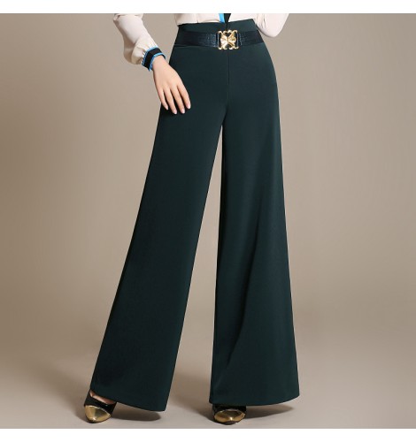 Womens Mesh Long Trousers Dance Pants Elastic Waist Loose Wide