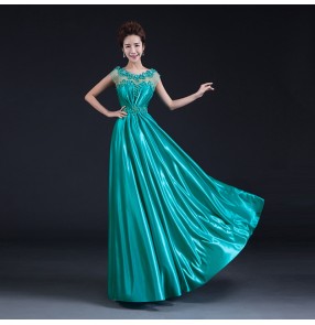 Women's lady lace A-line beaded double shoulder turquoise wine red evening dress bridal wedding party dress