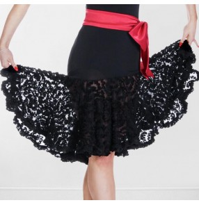 Women's latin dance skirt lace material black