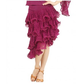 Women's layers lace mini latin dance skirt