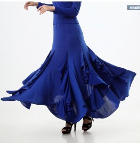 Women's long length ballroom dance skirt big skirted royal blue red