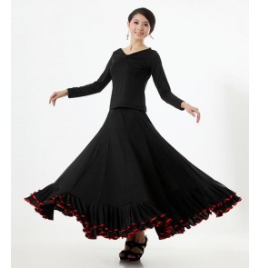 Women's long length full skirted ballroom dance dress set top and skirt 
