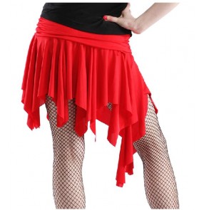 Women's long tassels mini latin dance skirt red black