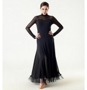 women's modern  full skirt ballroom dancing dress black 