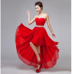 Women's off shoulder diamond decoration evening wedding party dress bridesmaid dress coral royal blue red