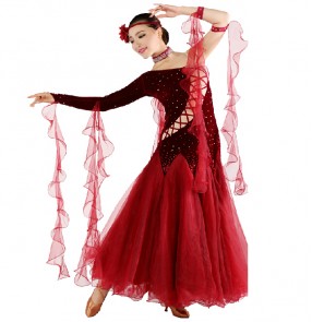 Women's one shoulder full skirt  long length ballroom dancing dress