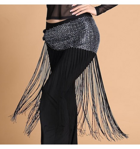 Zando Sequin Fringe Skirts for Women Tassel Wrap Belly Dance Skirt Sparkly  Hip Scarf Glitter Rave Outfits Costume Festival Red - Walmart.com