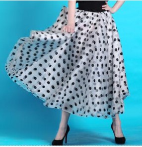 Women's polka dot chiffon waltz tango ballroom dance skirt 