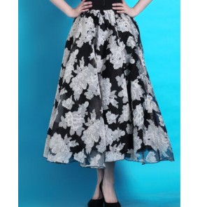 Women's printed big skirted ballroom flamenco dance skirt 